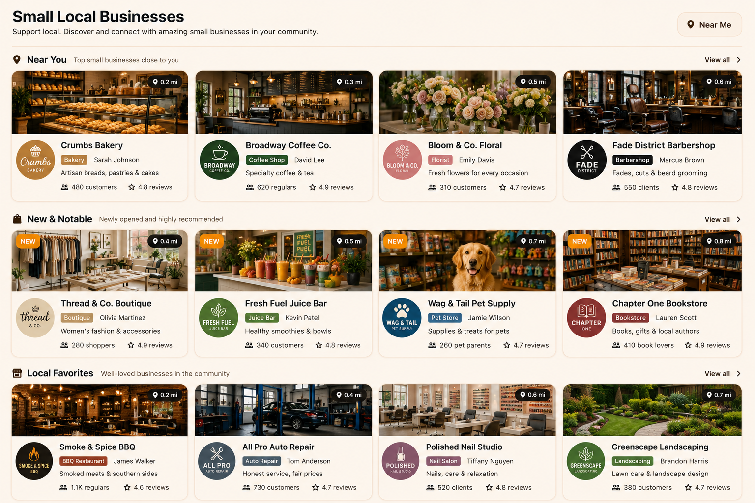 Full ShowMe business screenshot used as the main hero image for the businesses page