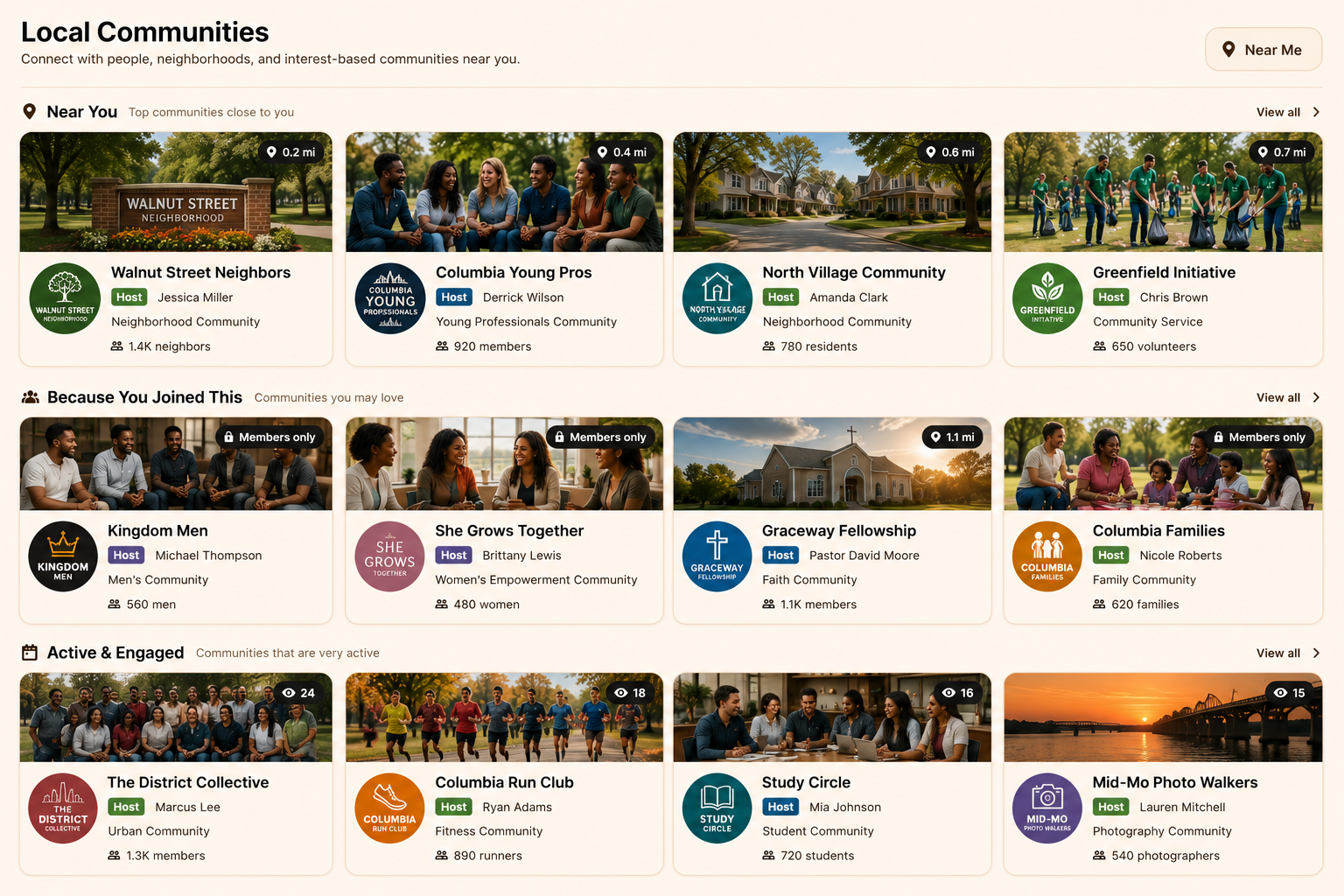 Full ShowMe community screenshot used as the main hero image for the communities page
