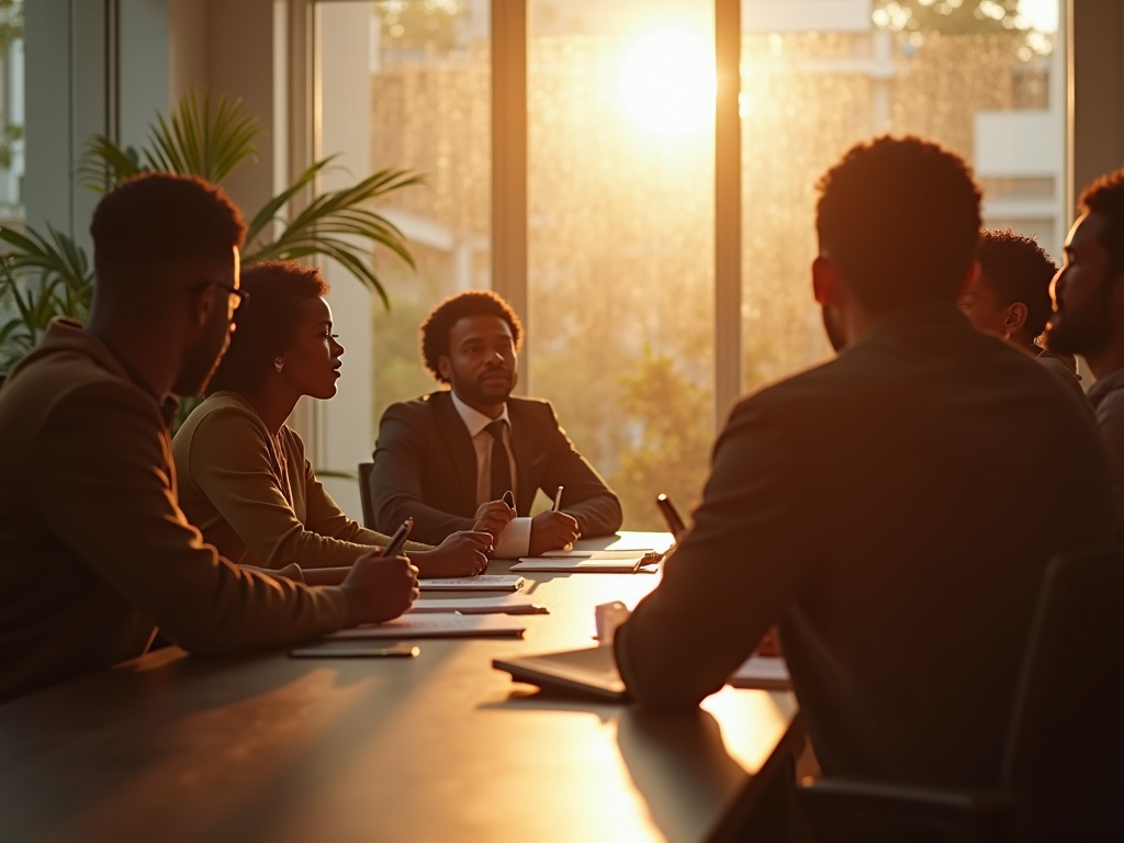 A team gathered together in warm light, showing the human side behind a local brand or organization