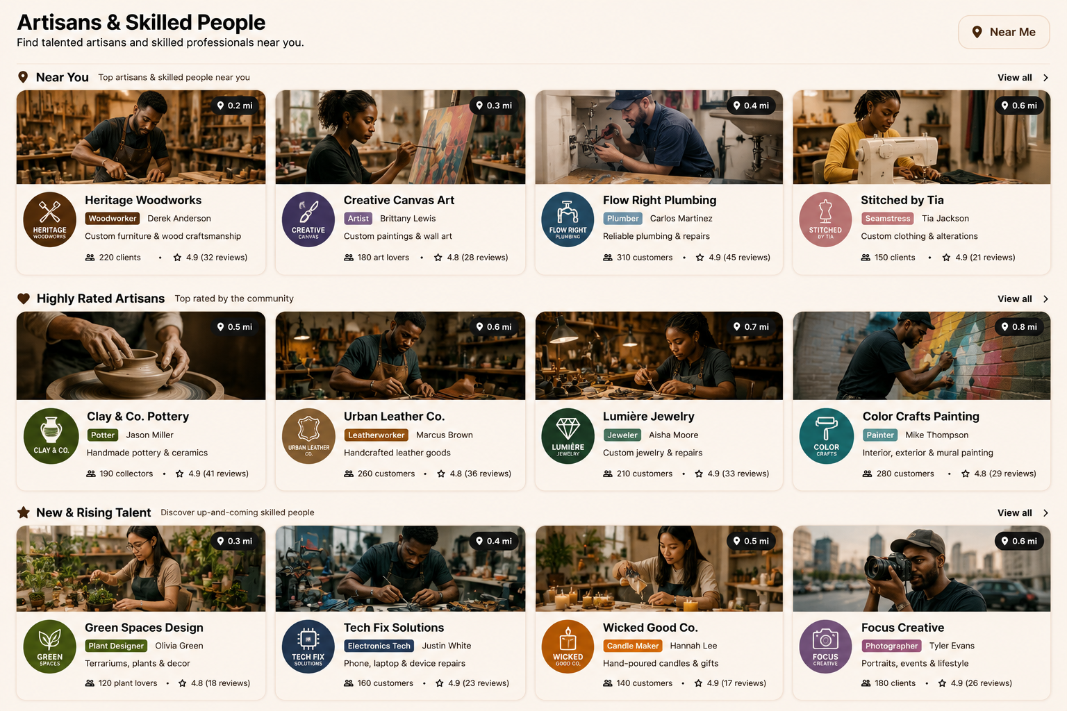 Discover talented artisans and skilled people near you on ShowMe
